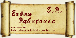 Boban Mabetović vizit kartica
